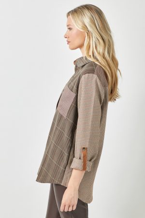 Mystree Mixed Plaid Shirt Jacket - Image 3