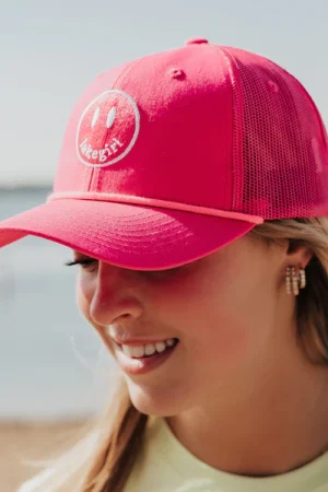 pink trucker hat