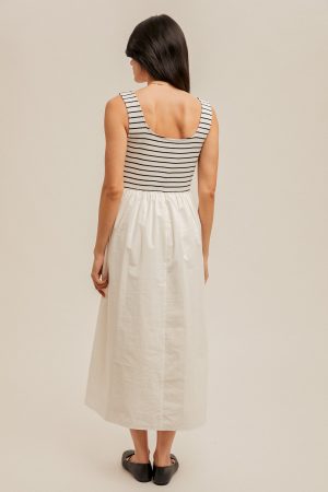 Mixed Media Stripe Rib Midi Dress - Image 11