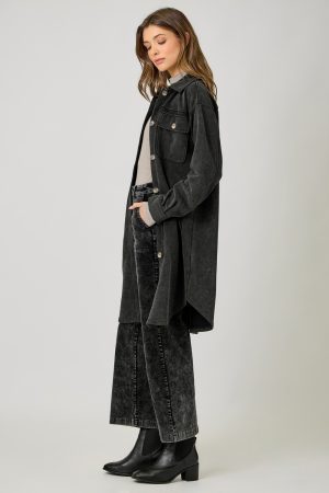 Washed Terry Long Jacket - Washed Black - Image 2