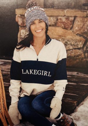 LAKEGIRL Cloud Fleece 1/4 Zip - Navy / Ivory