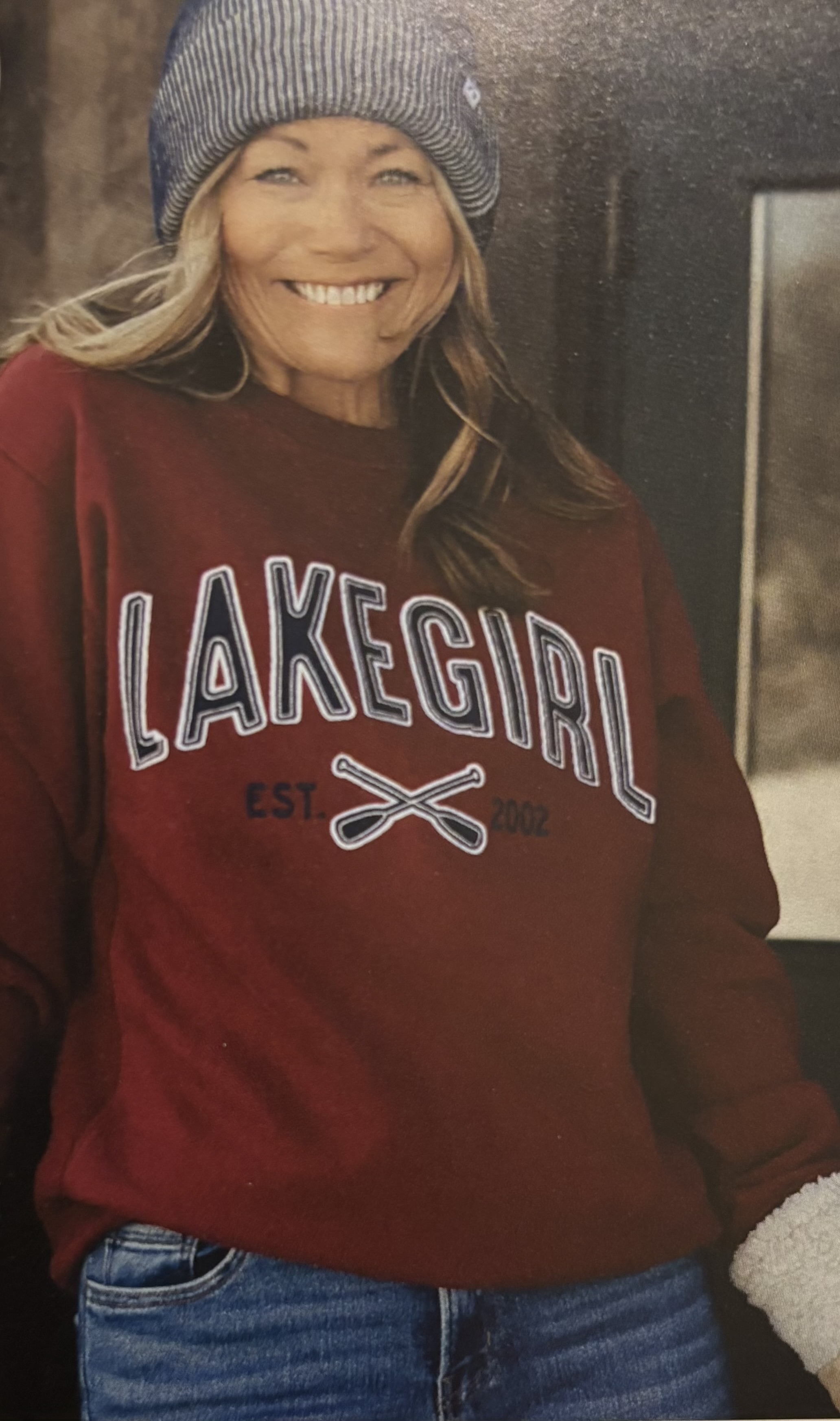 LAKEGIRL Sanded FLeece Crew - Cranberry