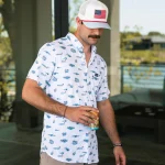 BURLEBO Men's Performance Button Up "Lake Weekend"