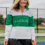 LAKEGIRL Cloud FLeece 1/4 Zip - White & Green
