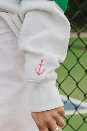 LAKEGIRL Cloud FLeece 1/4 Zip - White & Green - Image 2