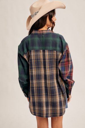 Mixed Plaid Button Down shirt - Multi color - Image 3