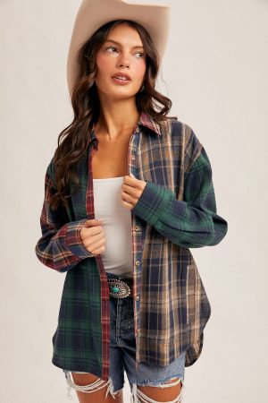 Mixed Plaid Button Down shirt - Multi color