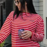Red & White boatneck LAKEGIRL Tee