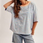 Star Patch Stripe Washed Top